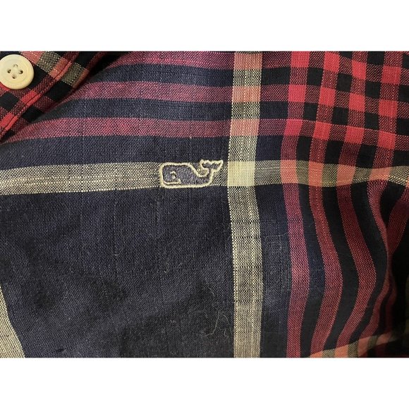 VINEYARD VINES $88 Harbor Plaid Relaxed Popover Tunic Shirt Roll Tab Sleeve 6 - Picture 5 of 6